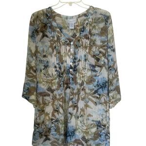 Soft Surroundings Women’s 3/4 Sleeve Floral Blouse Size S